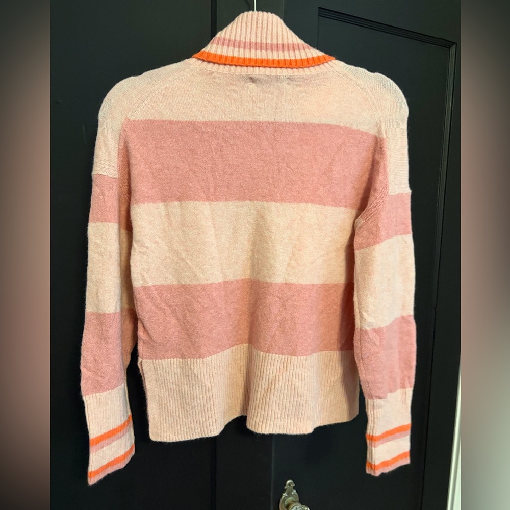 J.Crew Striped Pink and Cream Turtleneck Sweater - Picture 2 of 5